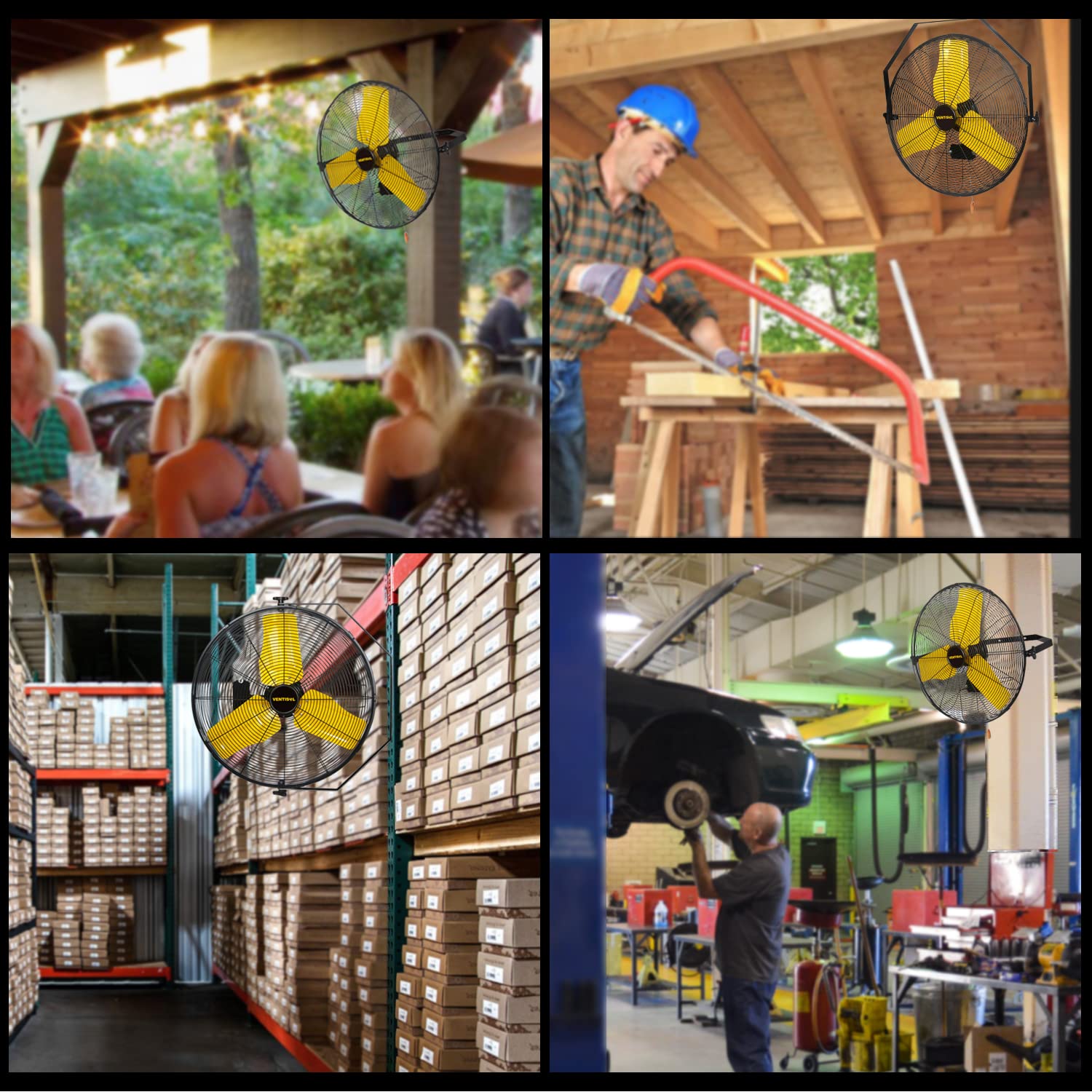 VENTISOL 24 Inch Large Ceiling Wall Mounted Fan, 3-Speed Tilting Wall Fan,6,937 CFM High Velocity Heavy-duty Industrial Shop Fan for Garage,Patio,Workshop,Greenhouse,Farm,Warehouse Use