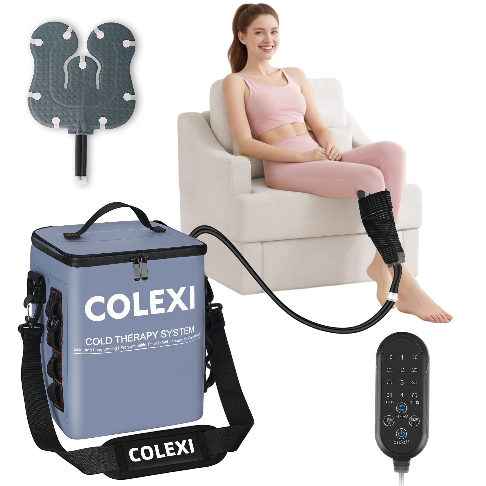 Photo 1 of Colexi Cold Therapy Machine Programmable Timer Portable Ice Machine for Knee After Surgery Knee Replacement Recovery System, Cryotherapy Pain Relief/Compression Pad for Shoulder Hip Ankle
