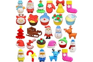 TAULAAP 30 Pack Christmas Erasers Party Favors for Kids, Xmas Stocking Stuffers Animal Puzzle Eraser Desk Pets for Kids Classroom Rewards, Treasure Box Prizes, Pinata Filler, Goody Bags Stuffers