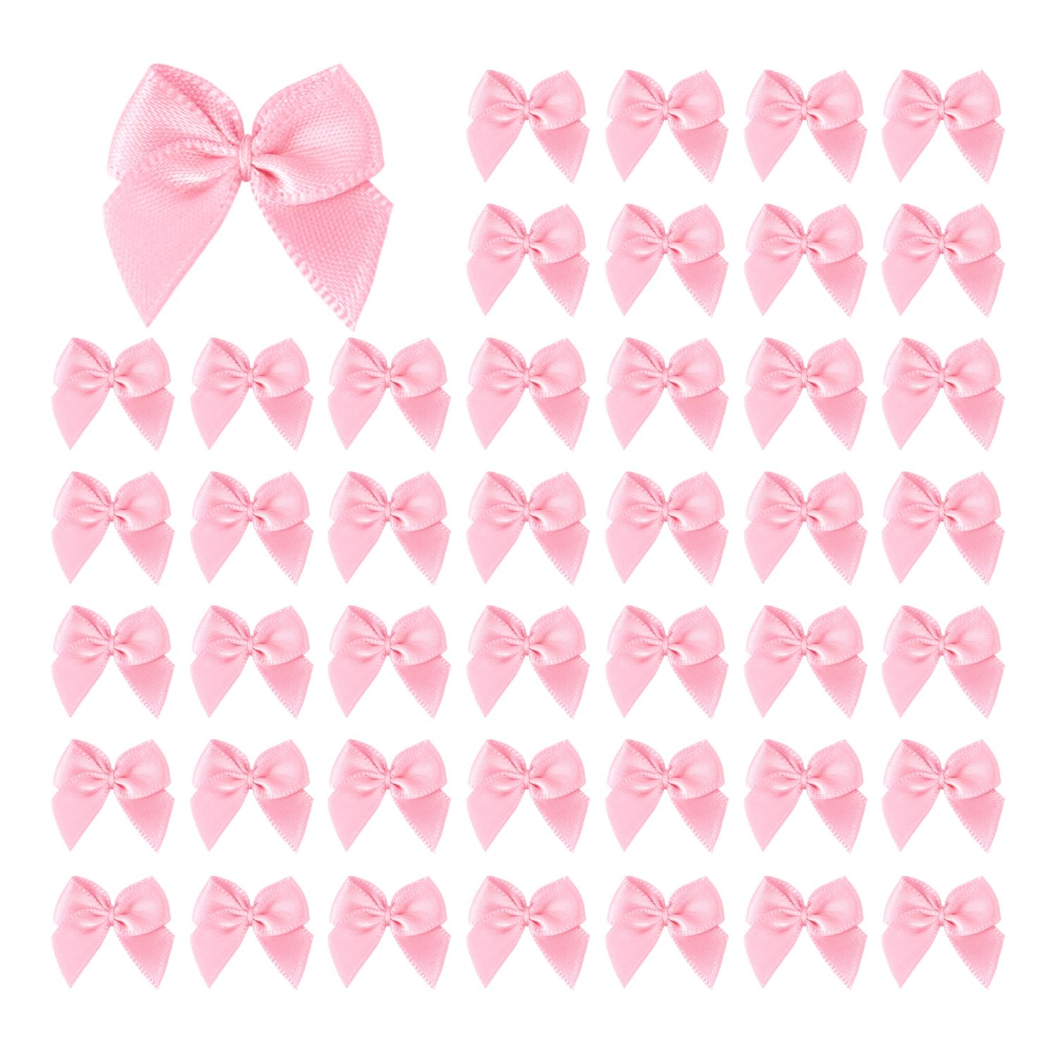 Photo 1 of 100 Pcs Mini Satin Ribbon Bows – 1" Tiny Craft Bows in 1 Colors for DIY Projects, Hair Accessories, Wedding Favors, Gift Boxes & Decorations (Light Pink)
