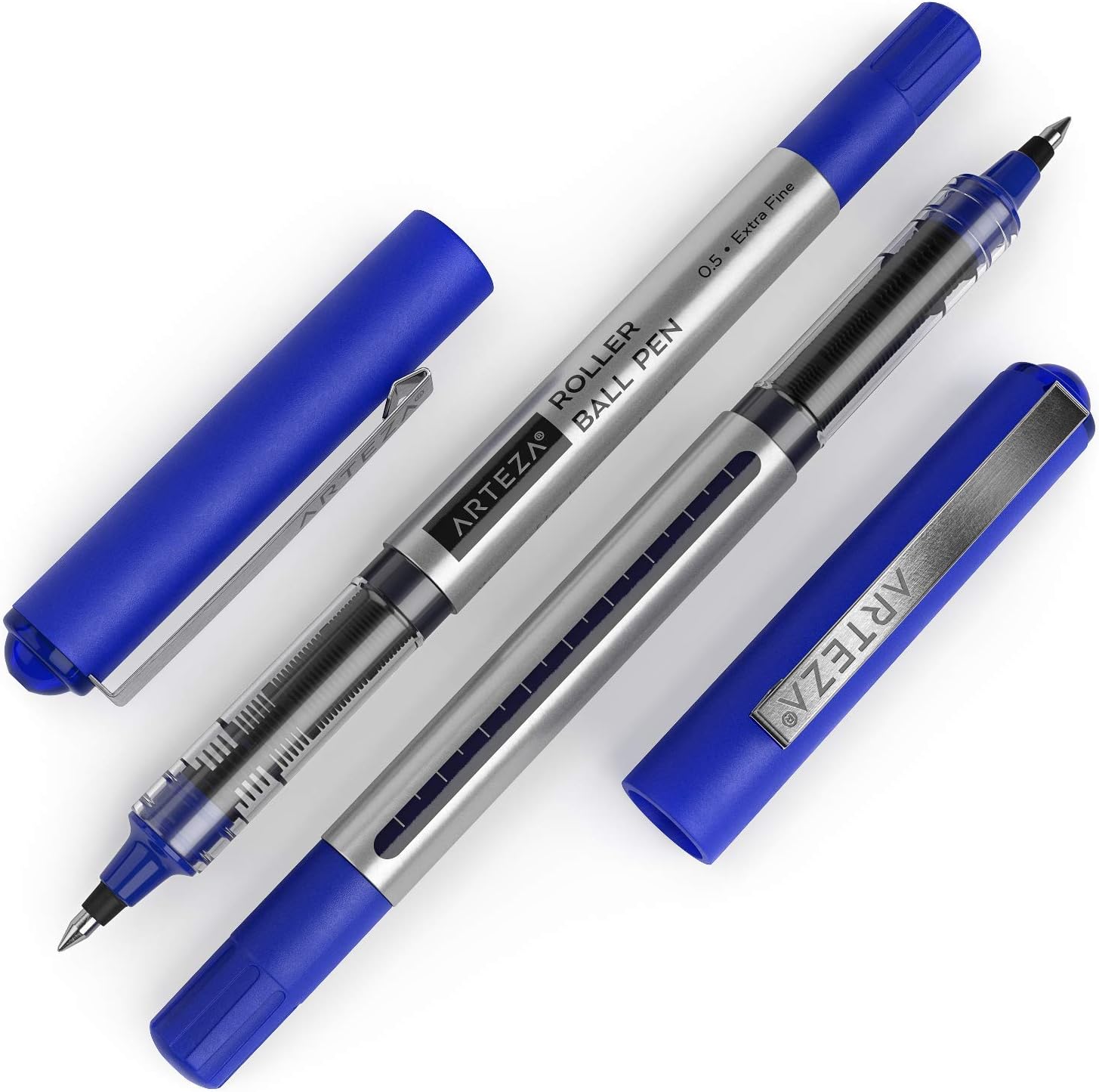 Arteza Rollerball Pens, Pack of 20, 0.5mm Blue Liquid Ink Pens for Bullet Journaling, Fine Point Rollerball, Office Supplies for Writing, Taking Notes & Sketching: Office Products