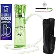 SHISHA LYFE Portable Hookah Mini Cup Set - Transparent (Green) Shisha for Car & Travel with LED Lights, Silicone Hose Pipe, Anti-Scald, Charcoal Holder, Tongs, Reusable Straw, Case Cover Protection