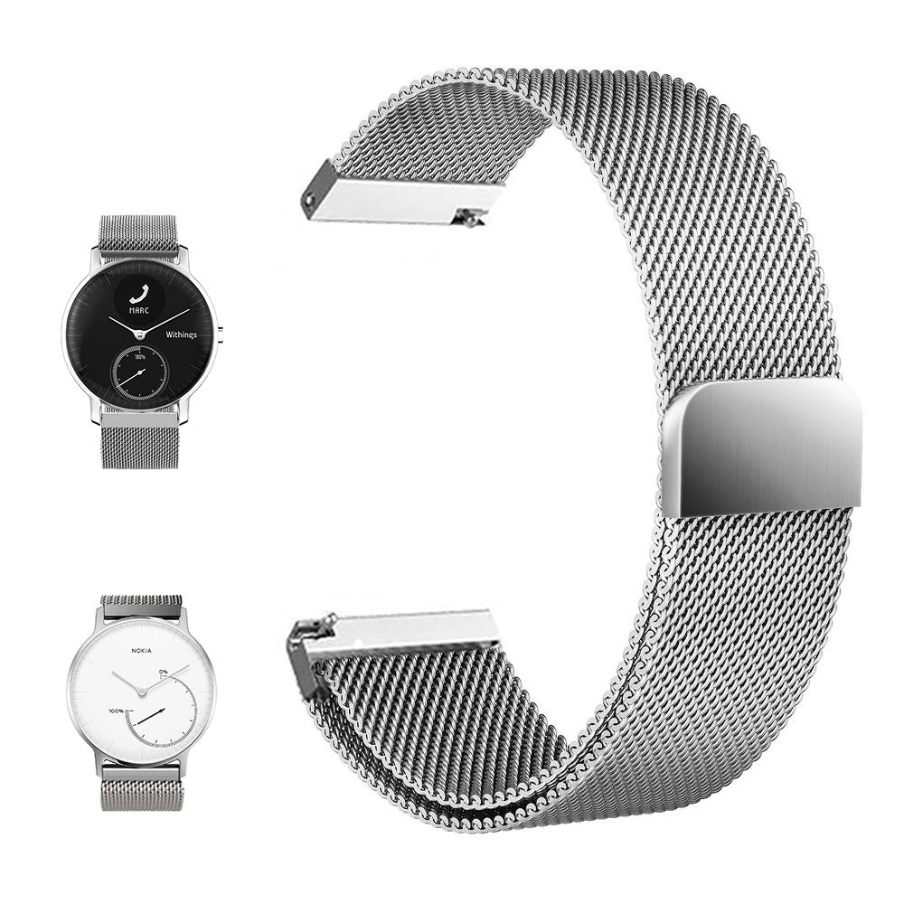 FRGNIE Compatible Withings/Nokia Steel HR Smartwatch (36mm) Band, Magnetic Closure Stainless Steel Watch Band Replacement Strap Compatible Withings ...