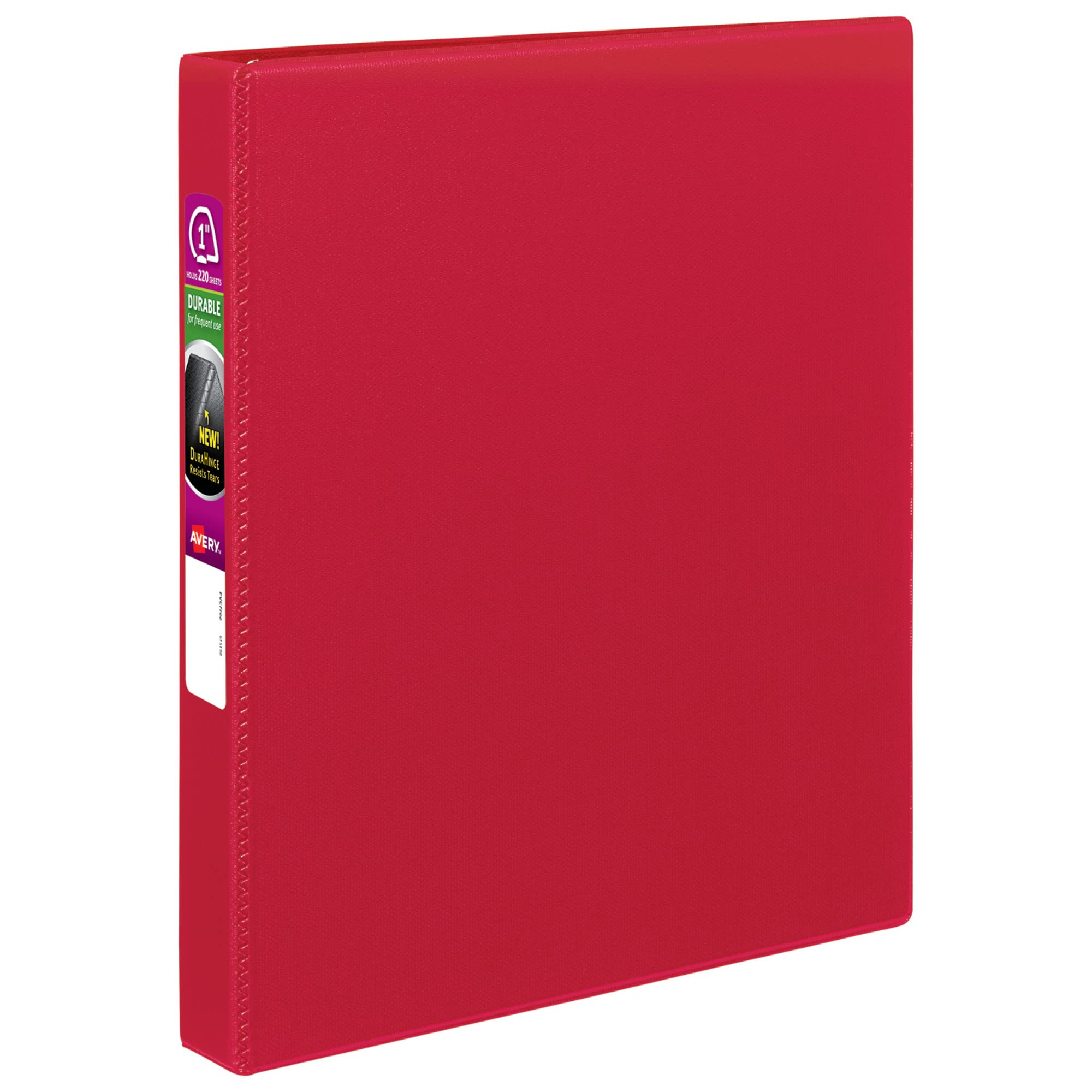 Avery Durable Binder, 1" Slant Rings, 220-Sheet Capacity, DuraHinge, Red (27201) — image 1