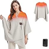SAVIOR HEAT Heated Blanket Battery Operated 10,000mAh 3 Heat Settings Cordless Portable Wearable Electric Blanket Heated Shawl for Neck & Shoulder Camping Office Home Use Car Travel Fishing