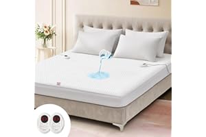Bwarm Waterproof Heated Mattress Pad, ETL Certified Bed Warmer with Memory Function 9 Heat Settings, 1-12 Hours Auto Off Deep Pocket, Machine Washable, White Queen