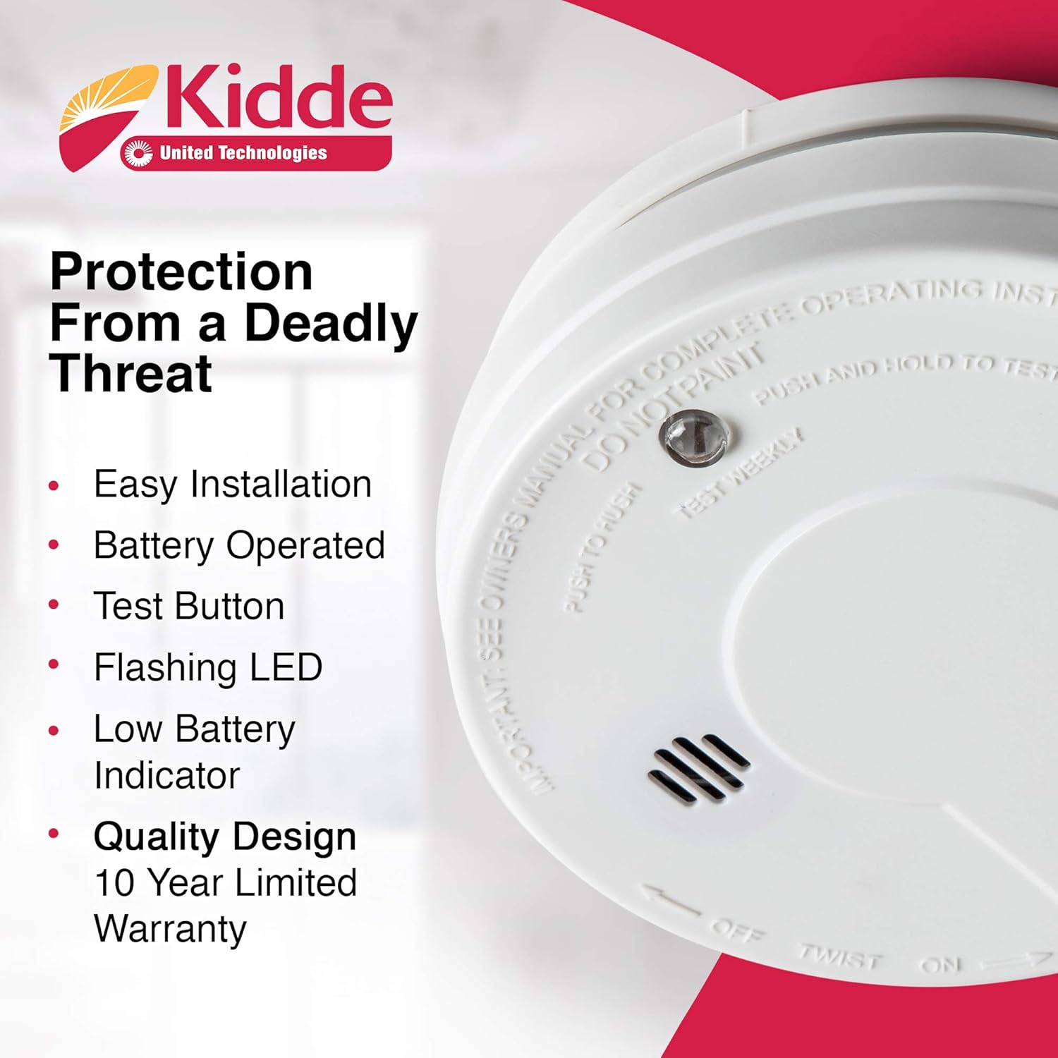 Kidde Smoke Detector Alarm Model i9050 Pack of 5 Battery Operated