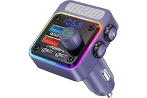 Nulaxy 54W Bluetooth 5.3 Car Adapter Charger with 4 Ports Fast Charging [PD 36W & QC3.0 18W], Wireless Radio FM Transmitter w