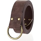XZQTIVE Medieval Vintage Belt for Men Embossed Leather Renaissance Knight Belt O Ring Costume Belts