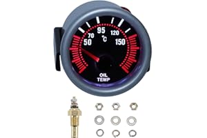 HOPESPANNER Oil Temp Temperature Gauge Meter Kit Grey Engine Temp Gauge 2" 52mm White 50Degrees Celsius-150Degrees Celsius