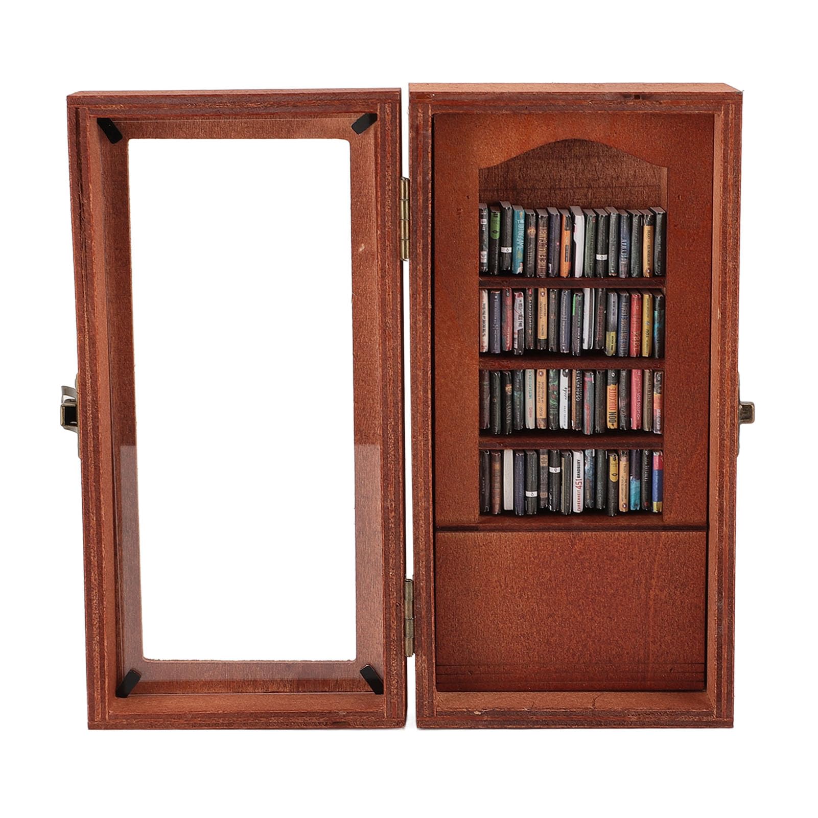 Sxhlseller Shake-Away Anxiety Relief Bookshelf - Solid Wood Miniature Library with 80 Books for Stress Relief, Home Office Decor, Gift for Book Lovers