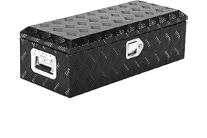 Heavy Duty Aluminum Truck Bed Tool Box, Diamond Plate Tool Box with Side Handle and Lock Keys, Storage Tool Box Chest Box Org