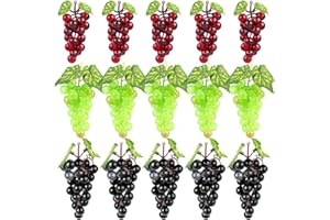 JUSTDOLIFE 15 Bunches Artificial High Simulation Grapes Fake Grapes Decorative Grapes in Black Red Green for Wedding Home Decoration Kitchen Office Photography Props