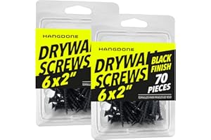 HANGDONE Drywall Screws #6 x 2” (140-Pieces Total), Coarse Thread Phillips Screw for Drywall/Wood, Carbon Steel with Black Coating