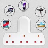 Invero 3 Way Multi Mains Socket Adapter UK 3 Pin Plug 13A White Cable Free view 4