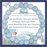 PARTNER Shark Inspirational Birthday Gifts for Women Best Friends Cute Gifts Natural Stone Beaded Bracelets for Women Agate Beaded Jewelry with Meaningful Message Card For Shark Lover,Comes Packaged