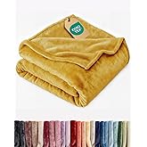 Ultra Soft Fleece Blanket King Size - Flannel Fleece Luxury King Blanket - Lightweight for Couch Bed Chair - Thick, Warm and Breathable - All Season Cozy Fuzzy, Anti-Static Microplush Bedding, Gold