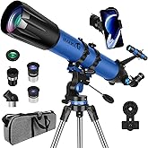 HUGERSTAR Telescope, Telescope for Adults High Powered, 90mm Aperture 800mm Professional Refractor Telescopes for Adults Astronomy Beginners with AZ Mount Stainless Tripod, Carry Bag and Moon Filter