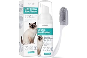 GJYC PET Cat Chin Acne Cleaner – No-Rinse Blackhead & Pimple Remover with Brush – Gentle Formula for Sensitive Feline Skin, Oil & Debris Control, 2.03 fl oz