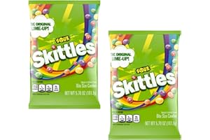 Skittle Sours Candy - Pack of 2 - Smiling Sweets - Sour Outside and Sweet Inside - Bite Size Candy - Perfect for Sharing - Strawberry, Grape, Orange, Lemon, and Lime