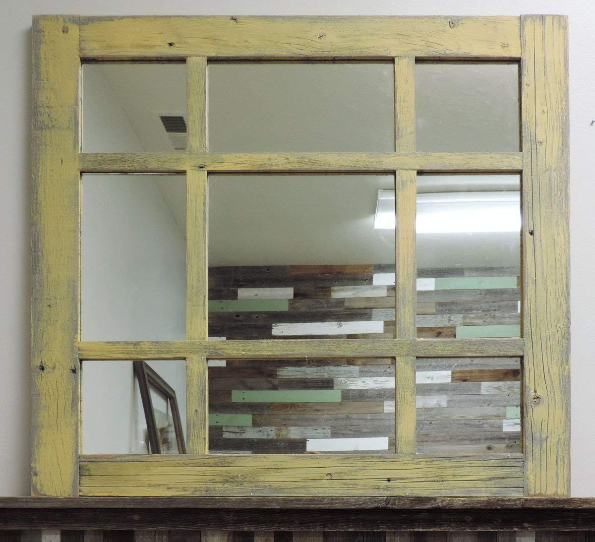 Reclaimed Barn Wood 9 Pane Cottage Style Window Mirror 27 5 X