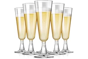 SUREHOME Plastic Champagne Flutes Disposable Champagne Glasses 20 Pack 5 Oz Clear Plastic Mimosa Glasses Acrylic Wedding Toasting Cups for New Years Eve Party Supplies 2026 Christmas Bar Cocktail Cups