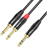 tisino 1/4 inch TRS Stereo to Dual 1/4 inch TS Mono Insert Cable Y-Splitter Stereo Breakout Cable Patch Cord - 10 feet