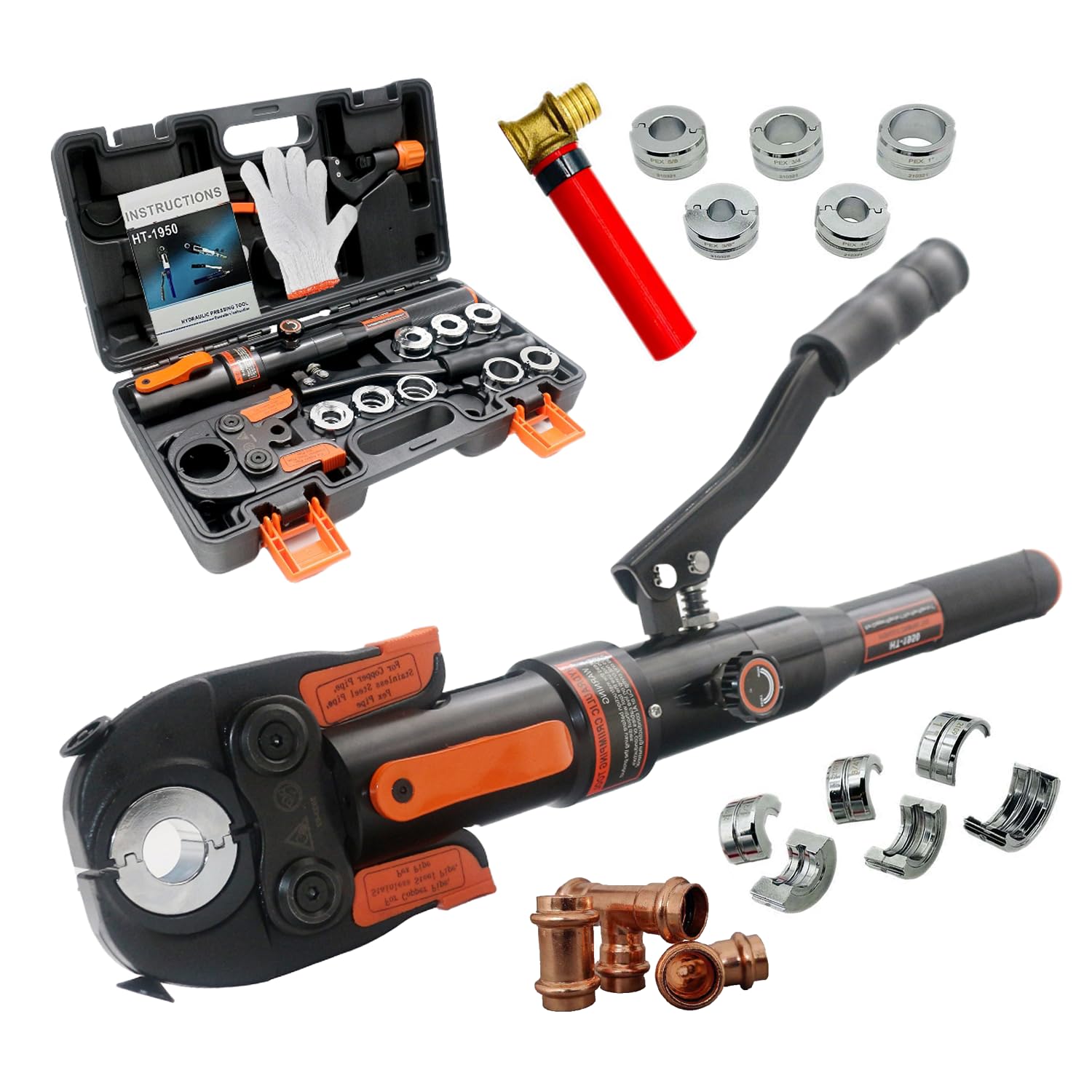 Hydraulic Copper Pipe Press Tool with 1/2",3/4" and 1" Dies for Copper