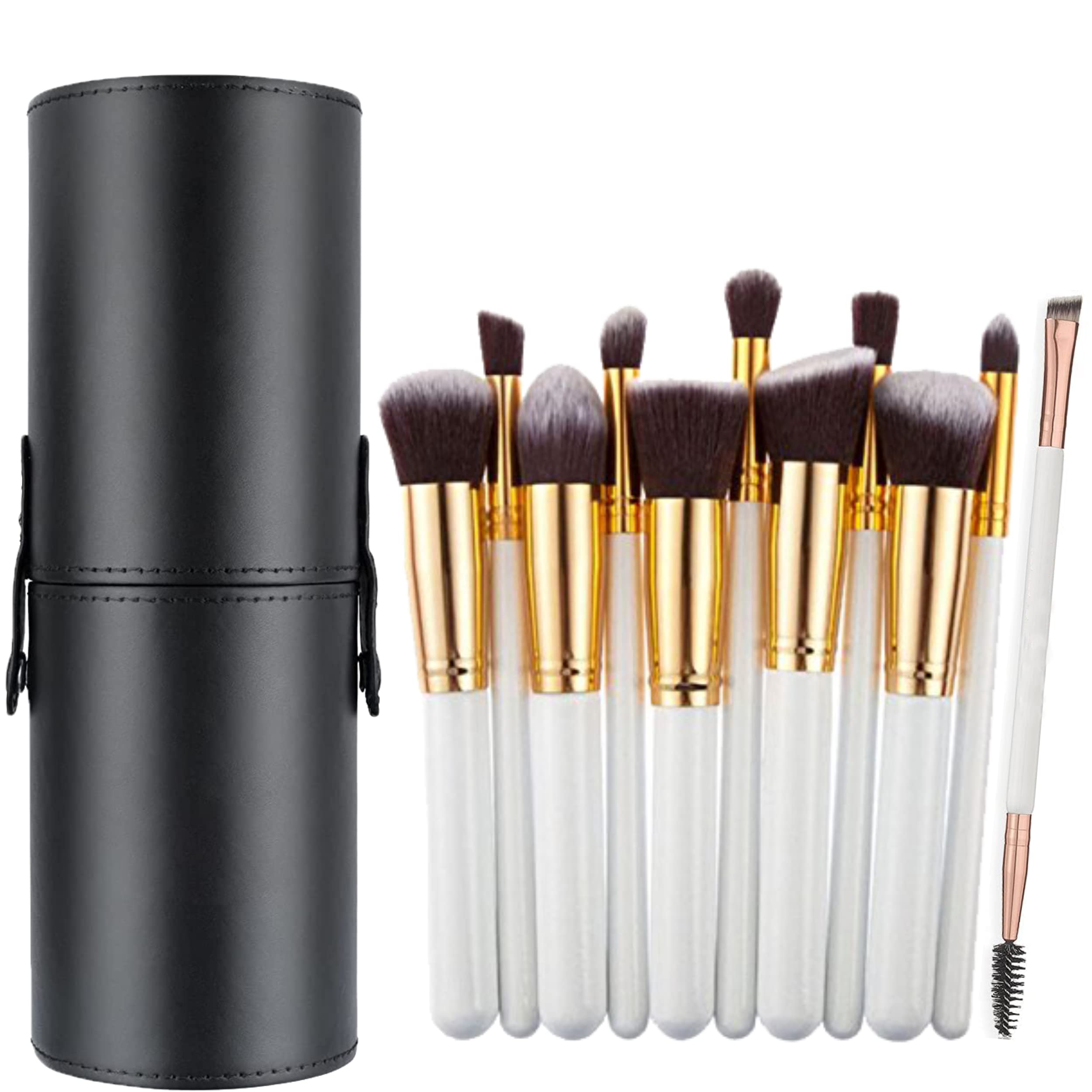 Makeup Brushes 12 Pcs Makeup Brush Set Premium Synthetic Bristles Foundation Make Up Brushes Concealers Eyeshadow Professional Make-up Brush Sets With Leather Case