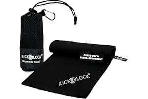 KickBlock Drummer Towel - Quick Dry Towel for Musicians - Attaches to Drum Kit - Sweat Absorbing Hand Towel - Drum Set Accessory & Gift (Black)