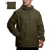 SWISSWELL Men's Rain Jacket Waterproof Lightweight Packable Pullover Windbreaker with Hood for Travel Hiking Golf