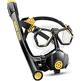 Full Face Snorkel Mask for Adults Teen, Snorkel Mask with Ear Equalization, Quick Release Anti-Leak and Anti-Fog with Mesh Bag for Snorkeling, Lightweight Diving Mask, Swimming, One Size