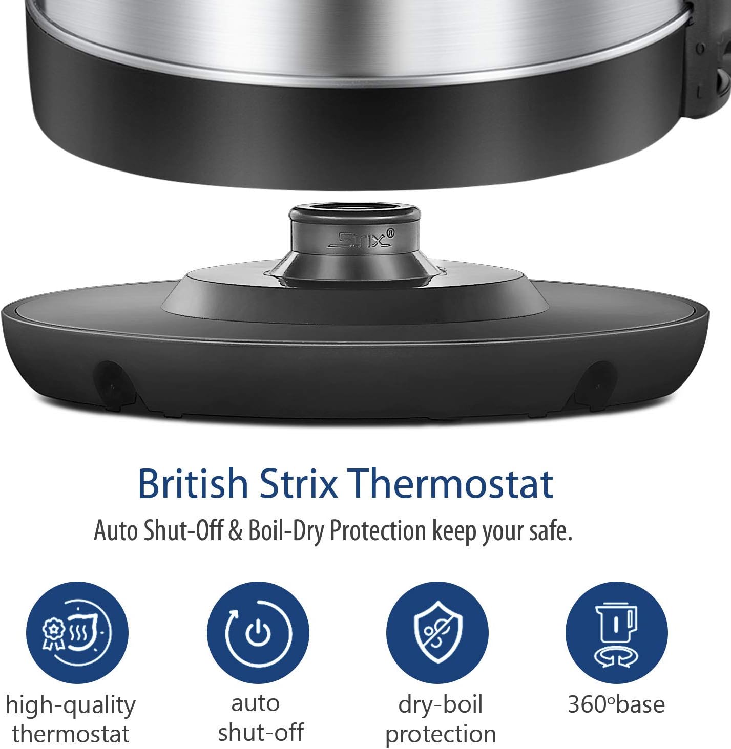 Comfee 1.7L Stainless Steel Electric Tea Kettle, BPA-Free Hot Water Boiler, Cordless with LED Light, Auto Shut-Off and Boil-Dry Protection, 1500W Fast Boil: Kitchen & Dining