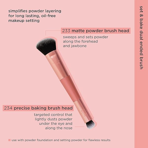 REAL TECHNIQUES COVER & CONCEAL DUAL ENDED 2-IN-1 MAKEUP BRUSH, FOR FLAWLESS FOUNDATION COVERAGE, SMOOTHS AND CONCEALS, COVERS BLEMISHES AND IMPERFECTIONS, FLAWLESS RESULTS, ORANGE, 1 COUNT
