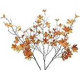 JOJAZE 3PCS Artificial Fall Stems Faux Branches with Leaves for Vase Fake Plants for Home Table Autumn Festival Thanksgiving Christmas Decor