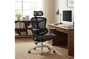 IDEALHOUSE Ergonomic Office Chair with 4D Armrests & Dynamic Lumbar Support, Breathable Mesh High-Back Task Chair, Black