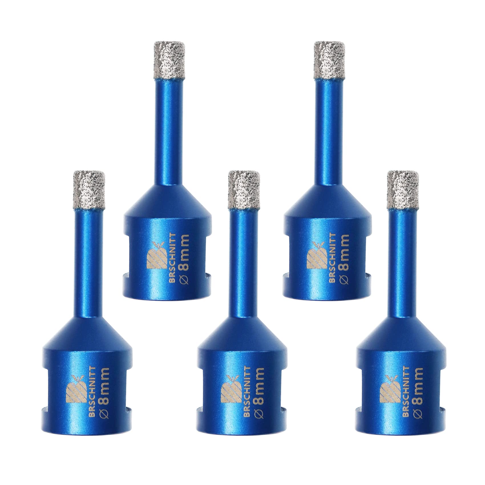 Diamond Drill Bit 8mm,BRSCHNITT 5pcs M14 Vacuum Brazed Diamond Tip Drill Bit for Tile Porcelain Stoneware Ceramic Marble Granite Drilling,Suitable For Angle Grinders