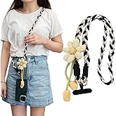 Miewenmogu Woven Flower Phone Lanyard for Women Anti-Theft Phone Strap Crossbody Universal Phone Neck Lanyard Travel