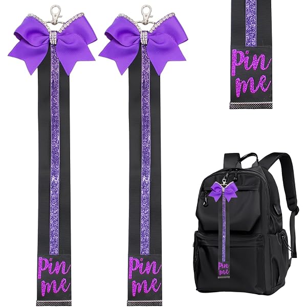 DEEKA Cheer Pin Me Ribbons - 8 Pack Glitter Cheerleader Keychains For Backpacks