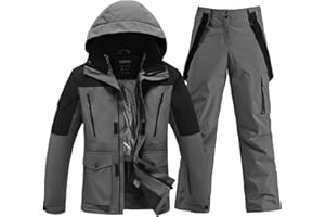 YEEFINE Men's Ski Suit Two Piece Insulated Snowsuits Snow Jacket and Pants Set Waterproof Winter Snowboard Suits Outdoor