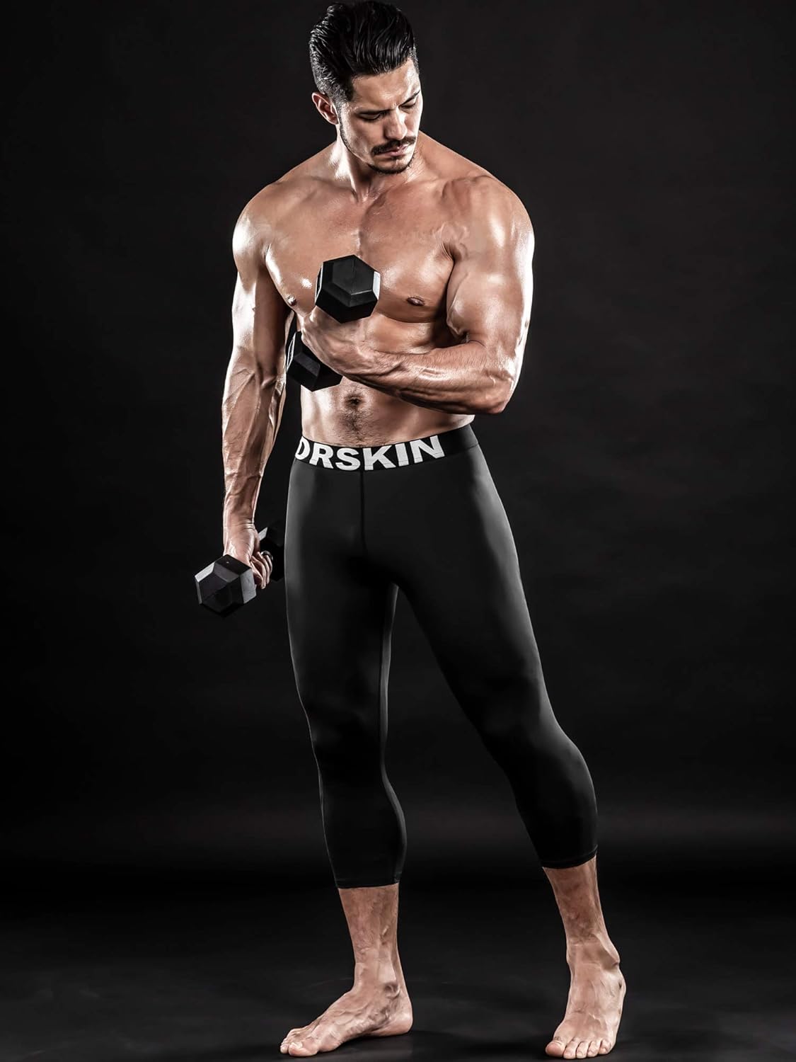 DRSKIN 1, 2 or 3 Pack Men’s 3/4 Compression Pants Cool Dry Sports Baselayer Running Workout Active Tights Leggings Shorts at  Men’s Clothing store