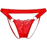 ABAFIP Men's Lace Thong Underwear Low Waist Sissy Pouch G-String Panties Crossdressing Lingerie