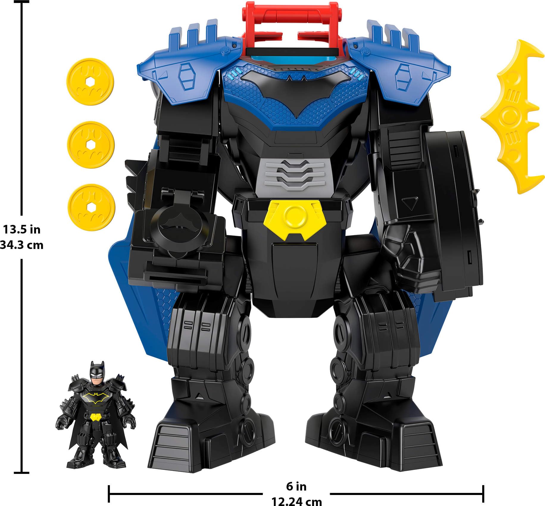 Fisher-Price Imaginext DC Super Friends, Batman Flight Mech with Lights, Sounds Motion & 3-inch Action Figure, 14.5-inch Toy Includes Launcher & Discs