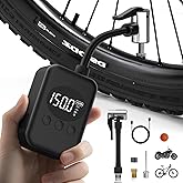 Upspotie Mini Bike Pump Electric Portable Bike Air Pump with Gauge, Max 150 PSI Bike Tire Pump with Presta and Schrader Valve, Auto Stop for Road Bike, Motorcycle, Mountain Bike
