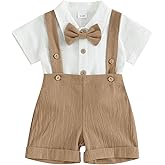 Infant Baby Boy Gentleman Outfit Summer Romper Onesie Suspender Shorts Overalls Newborn Dress Clothes