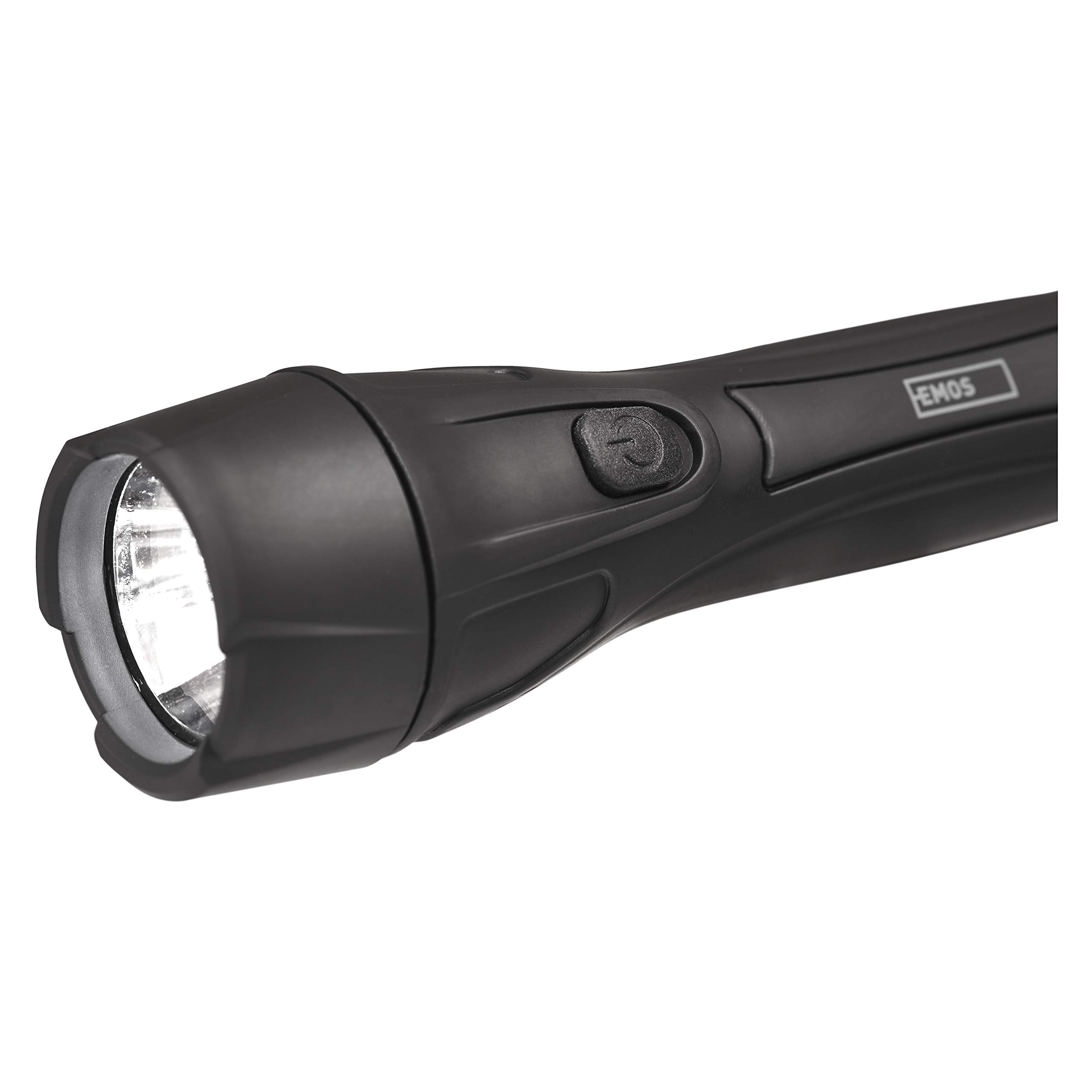 EMOS Ultra Light LED Flashlight with Hand Strap Shockproof Hand Lamp with Brightness 55 lm, Lighting Range 125 m, Running Time 16 pcs, Plastic, Battery Operated, Black