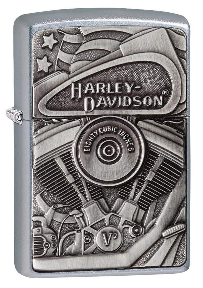 Zippo Windproof Lighter - Harley Davidson - Street Chrome, Emblem - Refillable for Lifetime Use - Adjustable Flame - Gift Box - Metal Construction - Made in USA