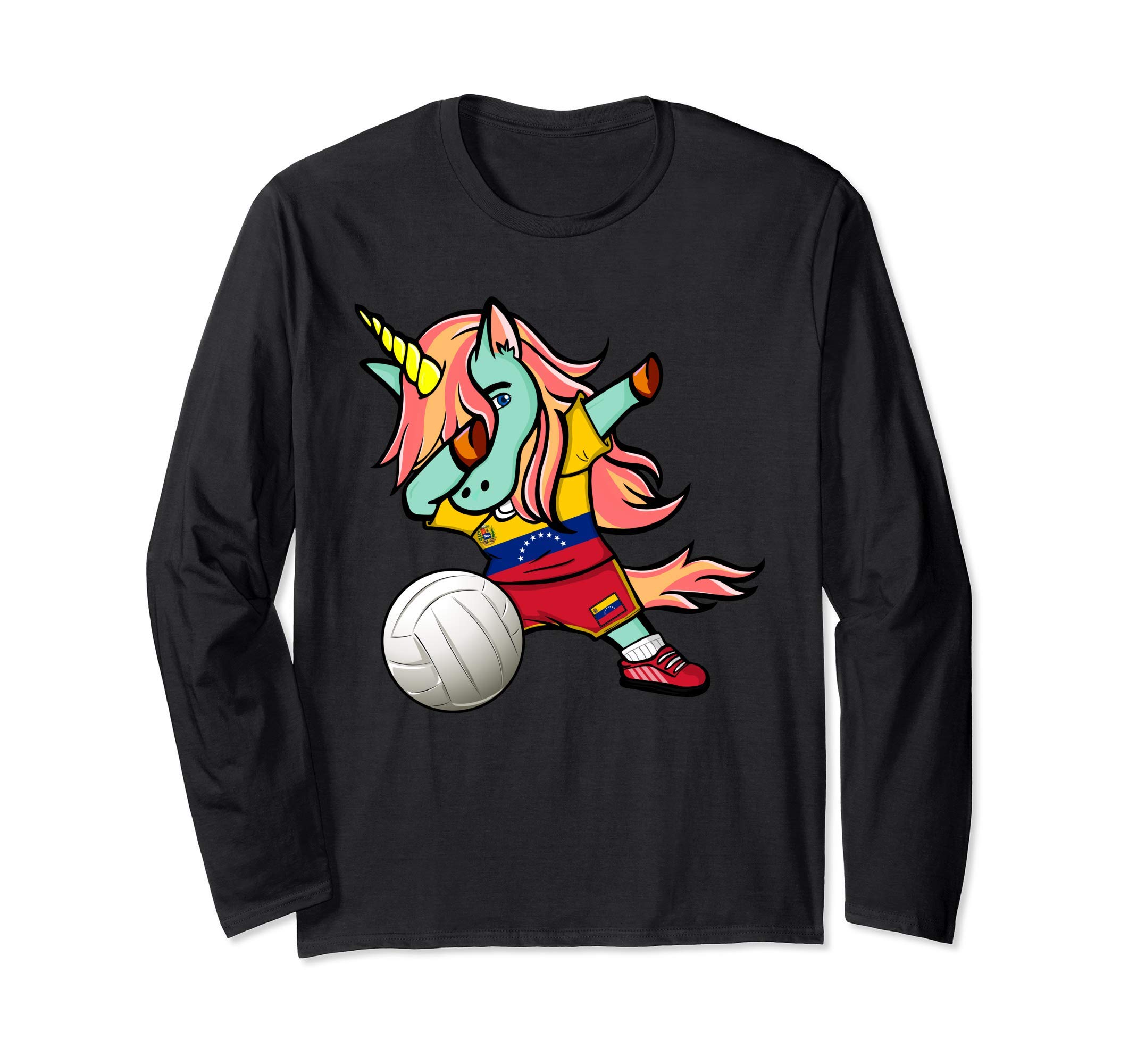 Dab Unicorn Venezuela Volleyball Fans Jersey Venezuelan Flag Long Sleeve T-Shirt