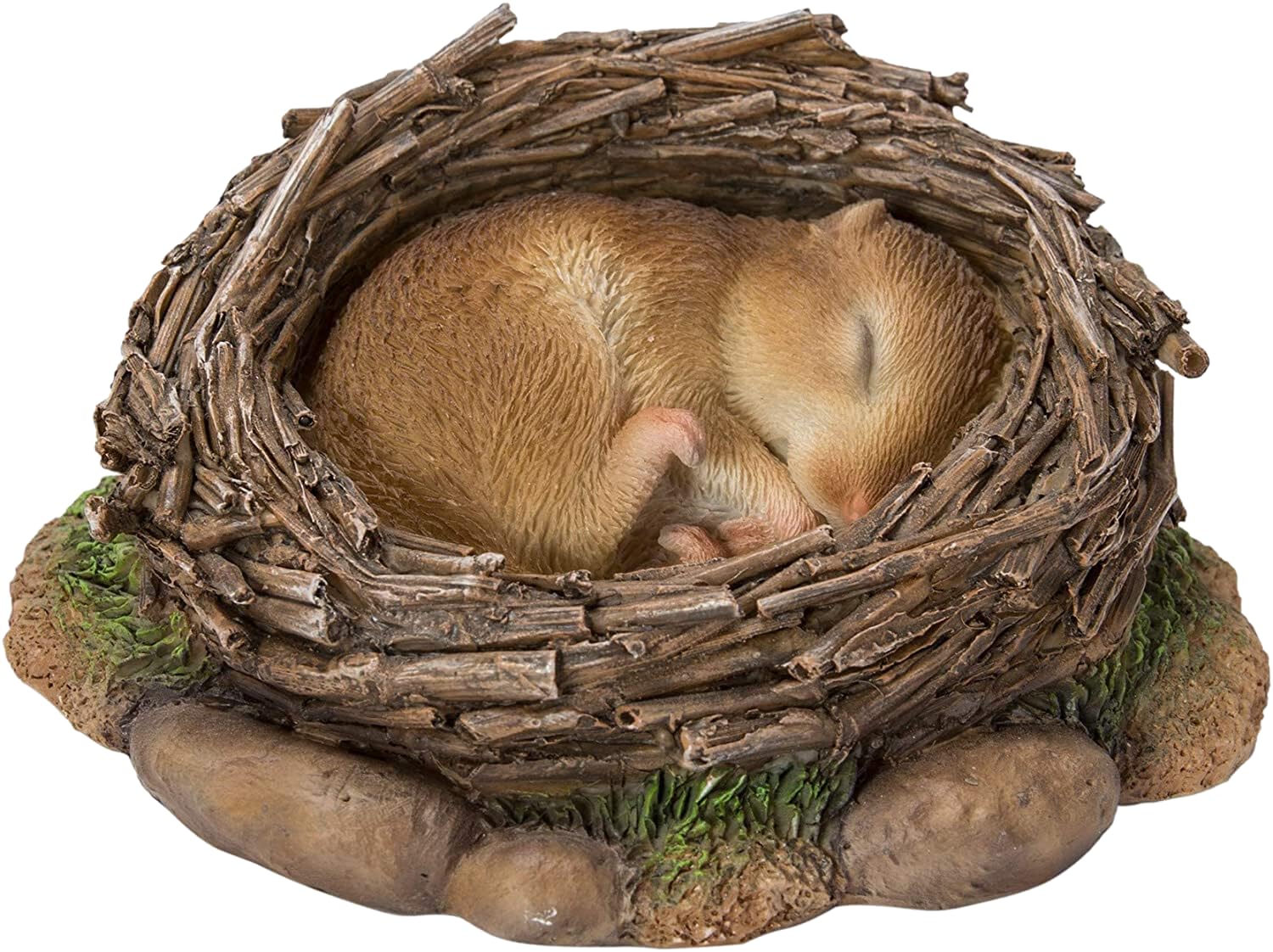 Vivid Arts Real Life Woodland Dormouse Asleep in Nest Resin Home Garden Lawn Decoration Ornament NF-DM09-F