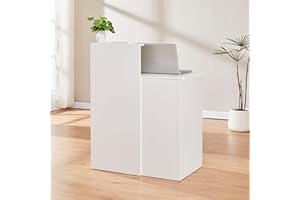 LayBurst Reception Desk with Two Lockable Drawers,White Counter Table,Reception Small Front Desk for Salon Lobby Office Home